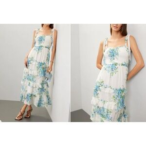 $248 Yumi Kim Floral Maxina Dress Wedding Guest Small | 4 Blue White Cottagecore